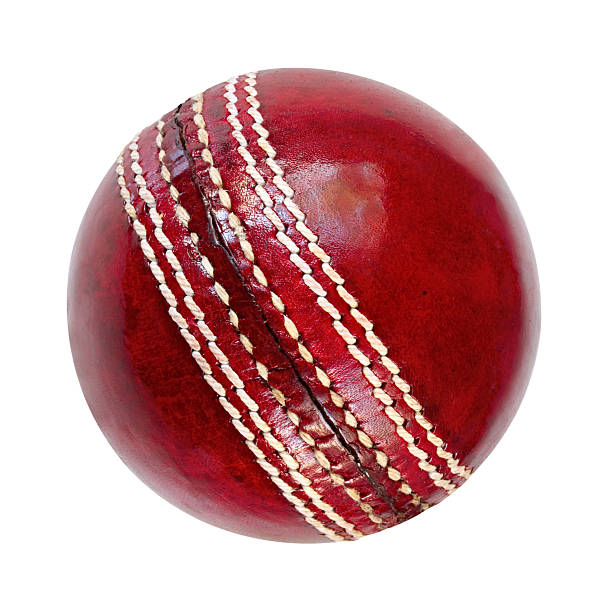 Single cricket ball on white background stock photo