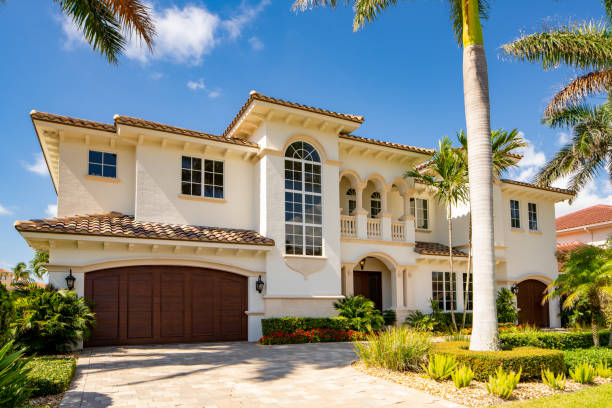 Single family home in Tropic Isle Neighborhood Delray Beach, FL USA stock photo