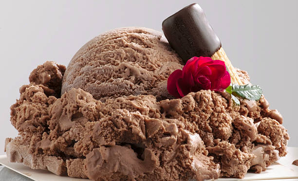 single scoop of chocolate ice cream stock photo