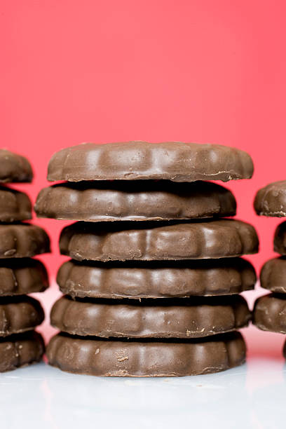 Single Stack of mint cookies stock photo
