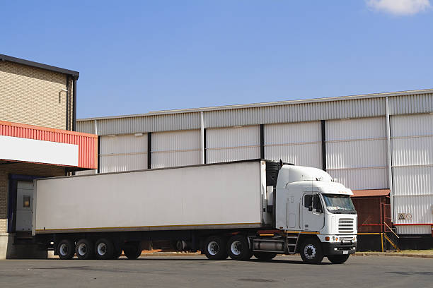 Single truck at loading , Right hand side . stock photo
