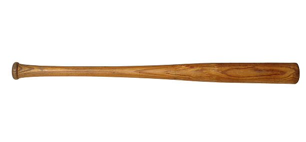 A single wooden baseball bat on a white background Jackie Robinson's Rookie year bat 1947 made of oak. Owned by a friend. sports bat stock pictures, royalty-free photos & images