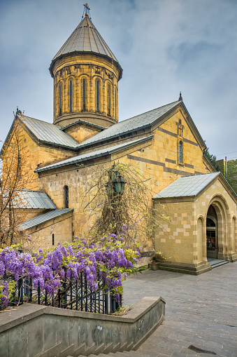 Sioni Cathedral, a Georgian orthodox church, in old town Tbilisi, Georgia on a cloudy day.
