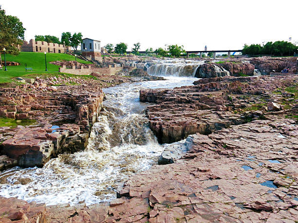 Sioux Falls, Falls Park, South Dakota stock photo