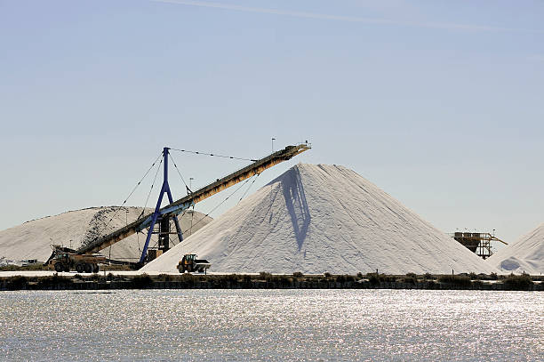 Site operating sea salt saline Aigues-Mortes stock photo