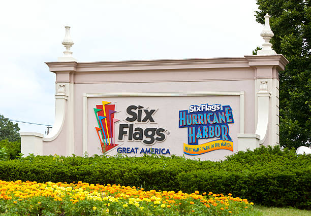 Six Flags Great America Entrance stock photo