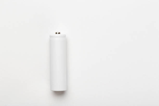 AA size alkaline battery on a white background. Accumulator. stock photo