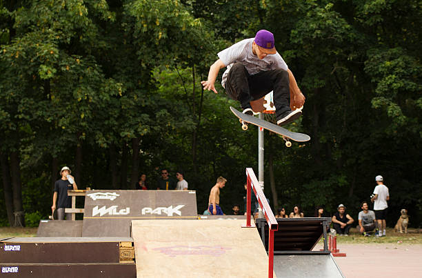skate flip jump stock photo