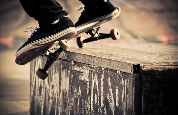 Skate grind trick stock photo