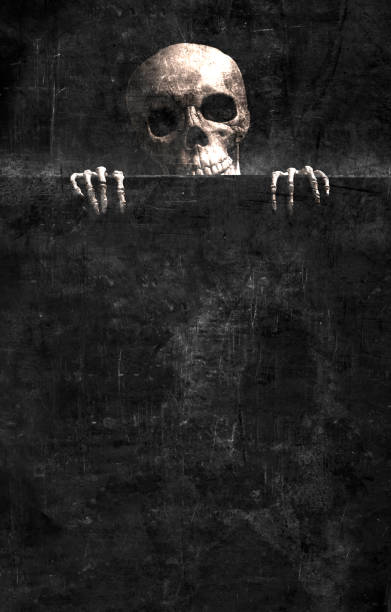 Skeleton On A Black Grunge Background stock photo