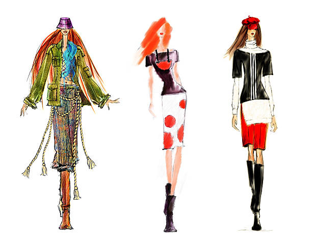 Sketch of Fashion Figures. Sketch of Fashion Figures. fashion design sketches stock pictures, royalty-free photos & images