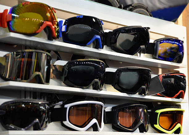 Skiing eyewear in shop stock photo