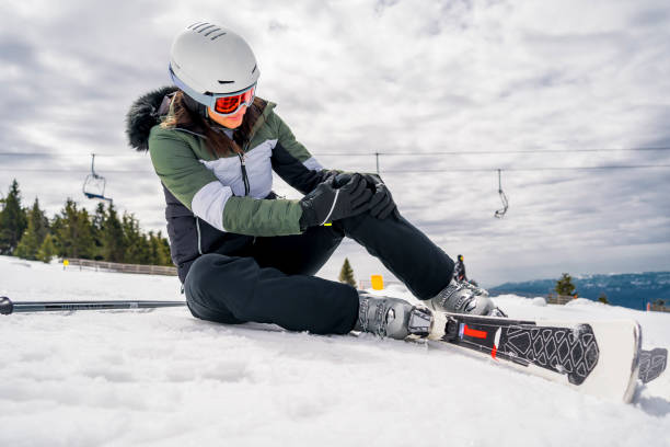 Skiing injury stock stock photo