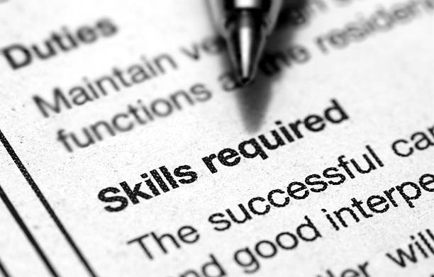 skills required This is an image of paper text. description stock pictures, royalty-free photos & images