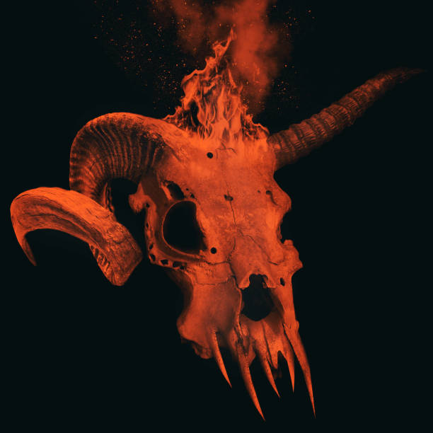 Skull on fire stock photo