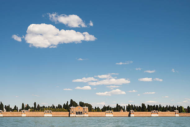 Sky above cemetery island of San Michele in Venice stock photo