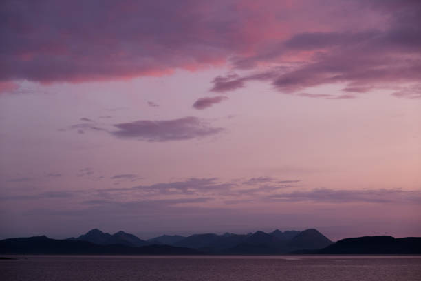Skye at dusk from Applecross Scotland stock photo