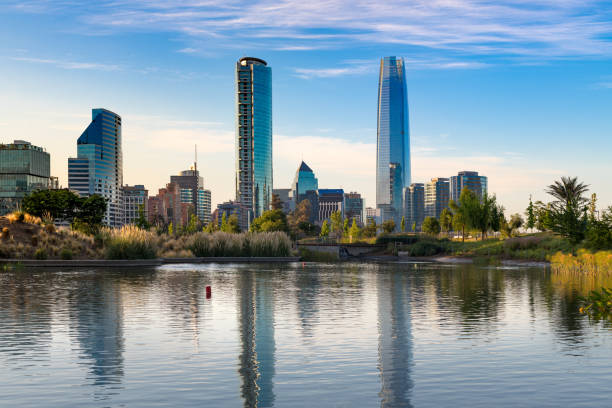 Skyline of buildings at Las Condes district stock photo