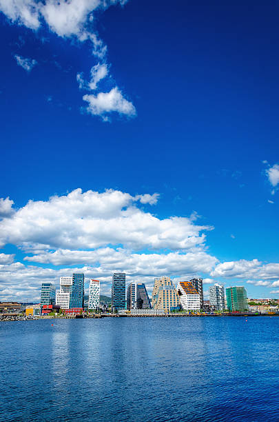Skyline of modern business district in Oslo, Norway, Scandinavia stock photo