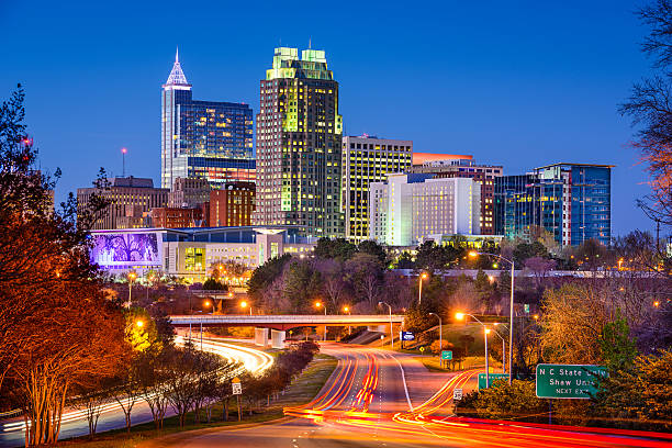 Skyline of Raleigh, North Carolina stock photo