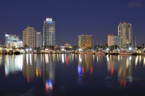A Skyline Of St Petersburg In Florida At Night Stock Photo A Skyline Of St Petersburg In Florida At Night Stock Photo