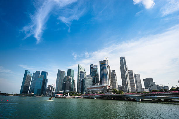 街並み、シンガポールのマリーナベイのダウンタウンから - 2015年 写真 ストックフォトと画像