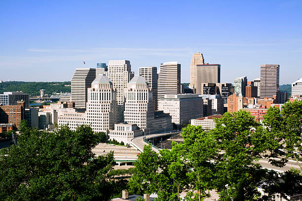 Skyline view of Cincinnati in daylight stock photo