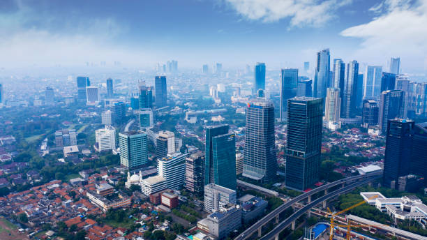 Skyscrapers at morning time in South Jakarta stock photo