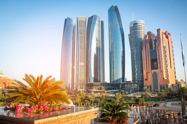 Skyscrapers in Abu Dhabi, United Arab Emirates. stock photo