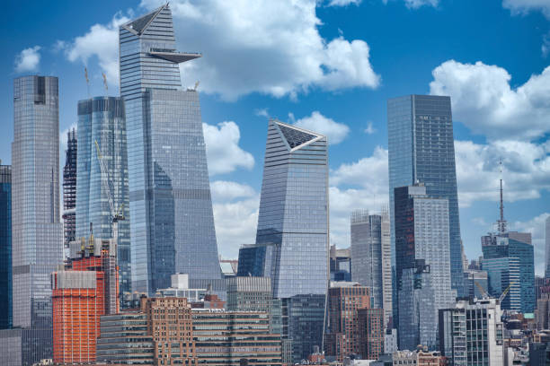 Skyscrapers on the west side of Manhattan around 30th Street at Hudson Yards stock photo