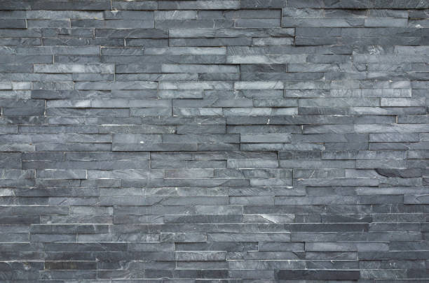 Slate Stone Decorative Wall Covering Exterior wall facade constructed from slate stone cladding panels. external wall covering stock pictures, royalty-free photos & images