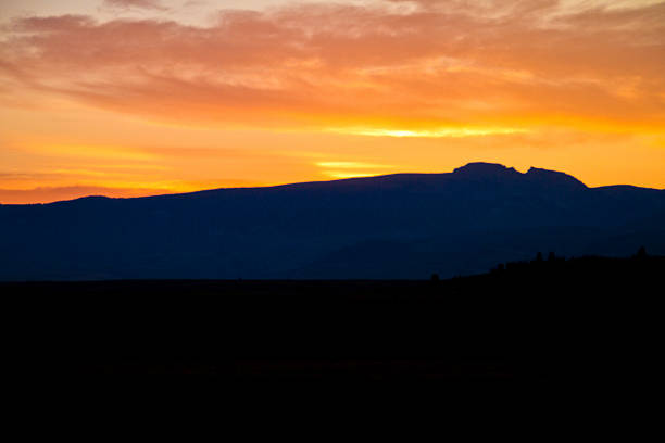 Sleeping Indian Mountain at Sunset stock photo
