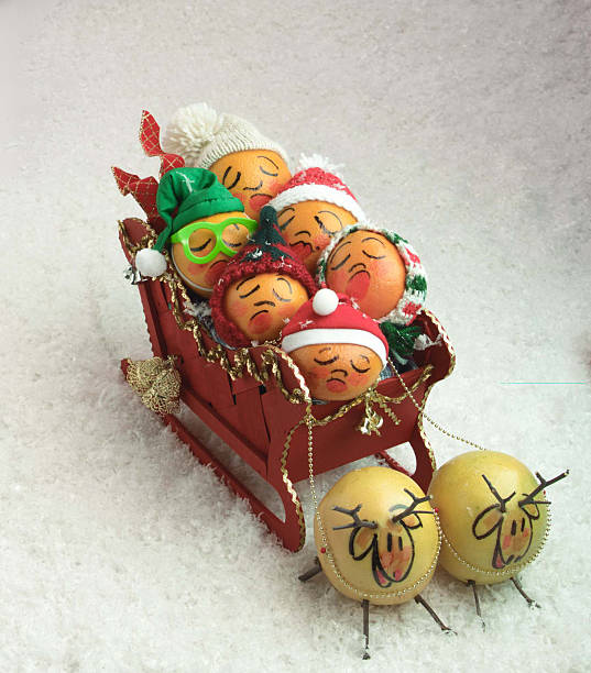 sleigh full of fruit stock photo