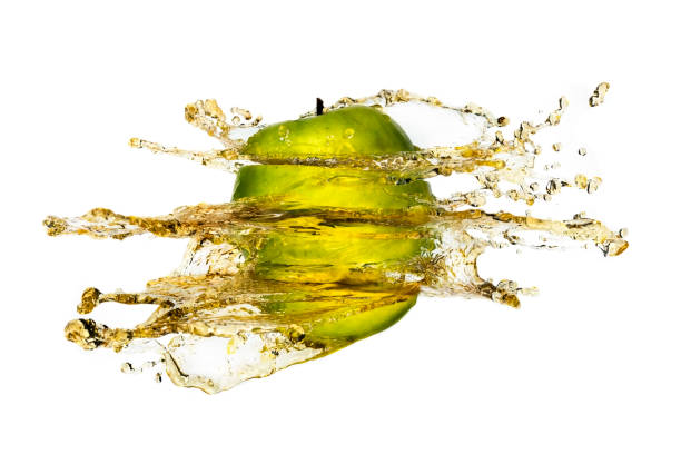 Sliced apple splash stock photo