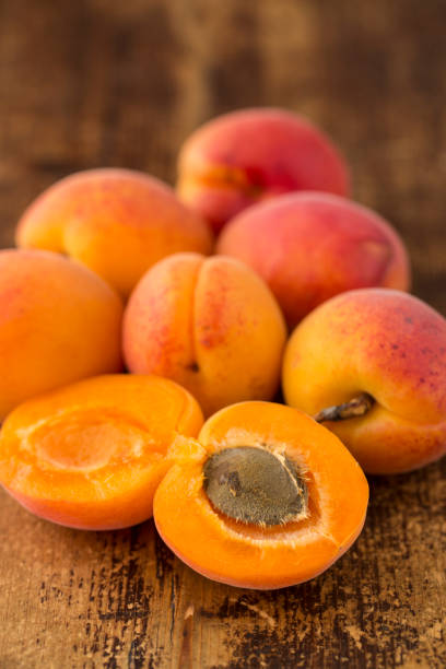 sliced apricots stock photo