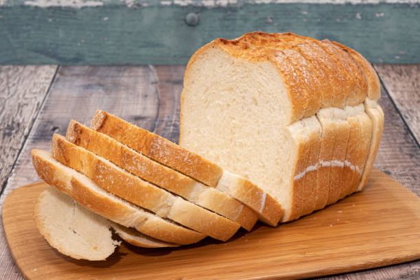 Sliced loaf of white bread stock photo