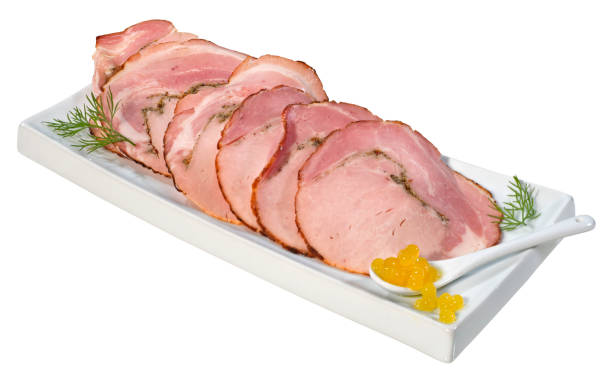 Slices of Baked Ham stock photo