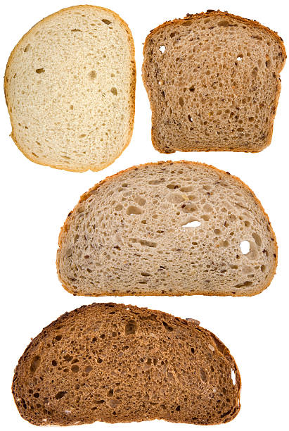 Slices of bread Different slices of bread isolated on white 7 grain bread photos stock pictures, royalty-free photos & images