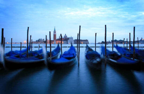 Slow shutter speed - Venice Gondolas stock photo