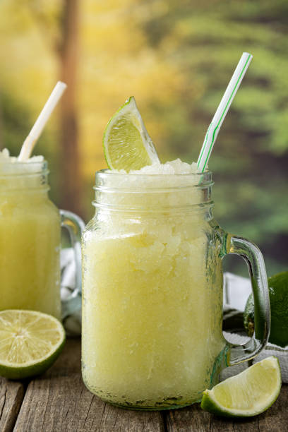 Slushie Drink With Lime Slices stock photo