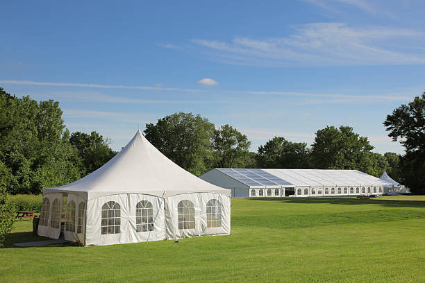 Small and large celebration tents in a park  buzbuzzer stock pictures, royalty-free photos & images