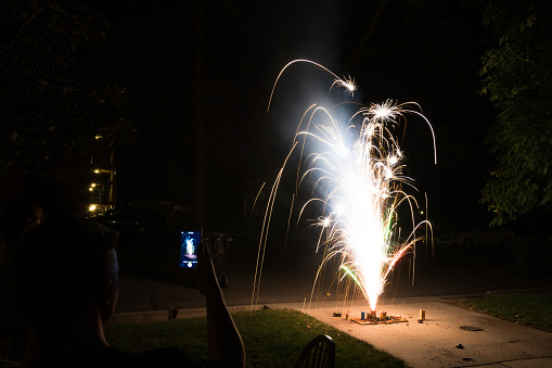 Small Backyard Firework Show Stock Photo Download Image Now Istock
