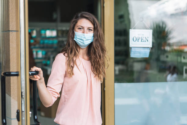 Small business opening again after Covid pandemic stock photo