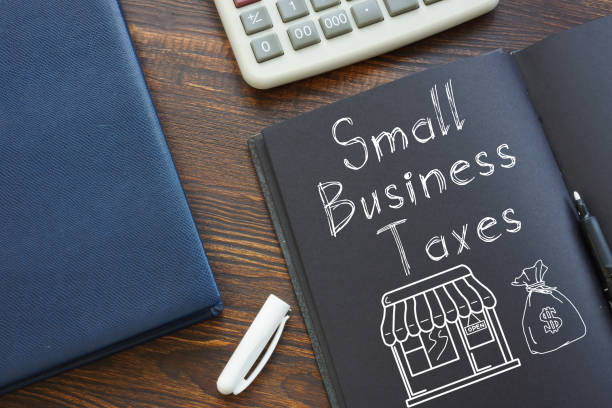 Small Business Taxes are shown on the business photo using the text stock photo