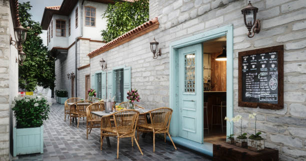Small Café Outdoor Digitally generated exterior scene of a cozy and small Café.

The scene was rendered with photorealistic shaders and lighting in Autodesk® 3ds Max 2020 with V-Ray 5 with some post-production added. french culture stock pictures, royalty-free photos & images