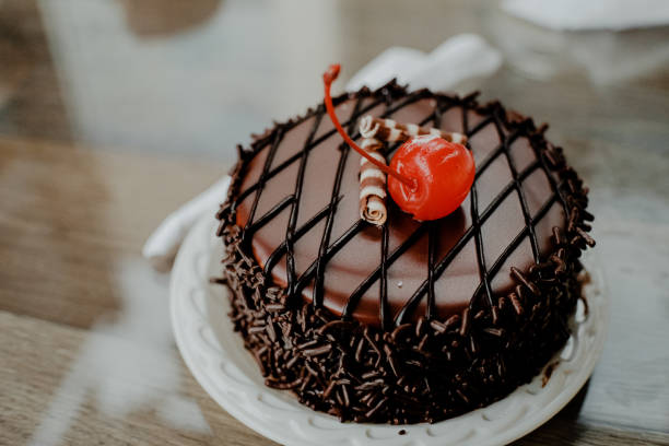 Small chocolate cake stock photo