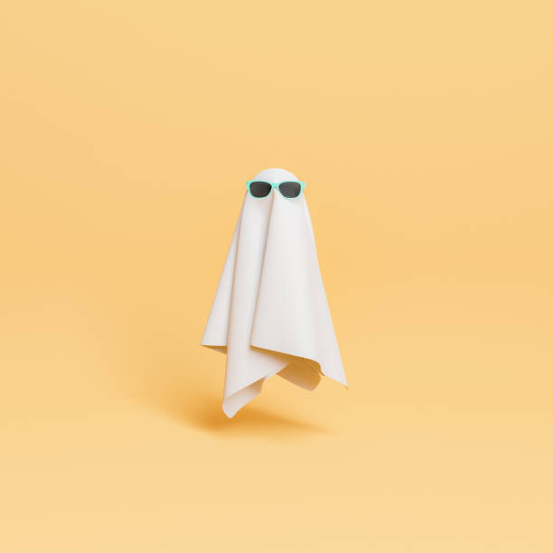 small cloth ghost with sunglasses stock photo