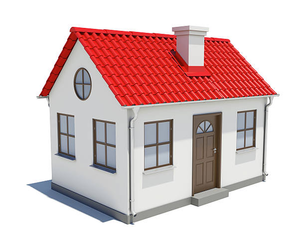 Small house with red roof stock photo