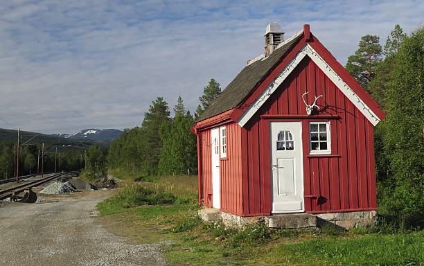 small railwaystation in Norway stock photo