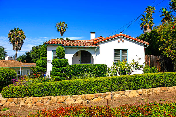 Small Spanish style home in Santa Barbara California stock photo